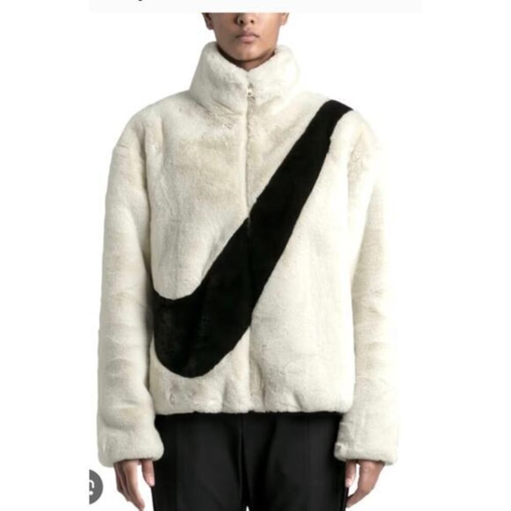 Nike Swoosh Faux fur zip up jacket XS